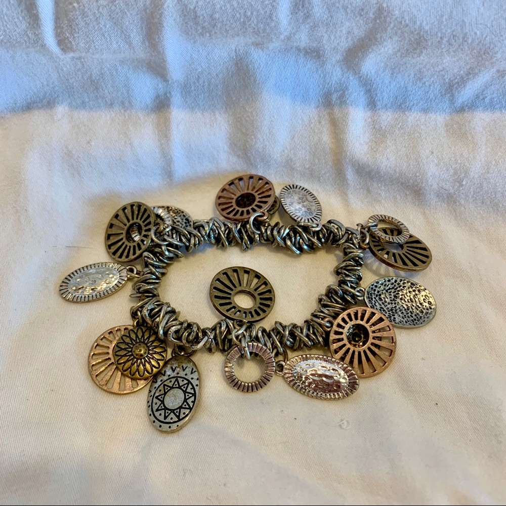 Bronze and silver charm bracelet